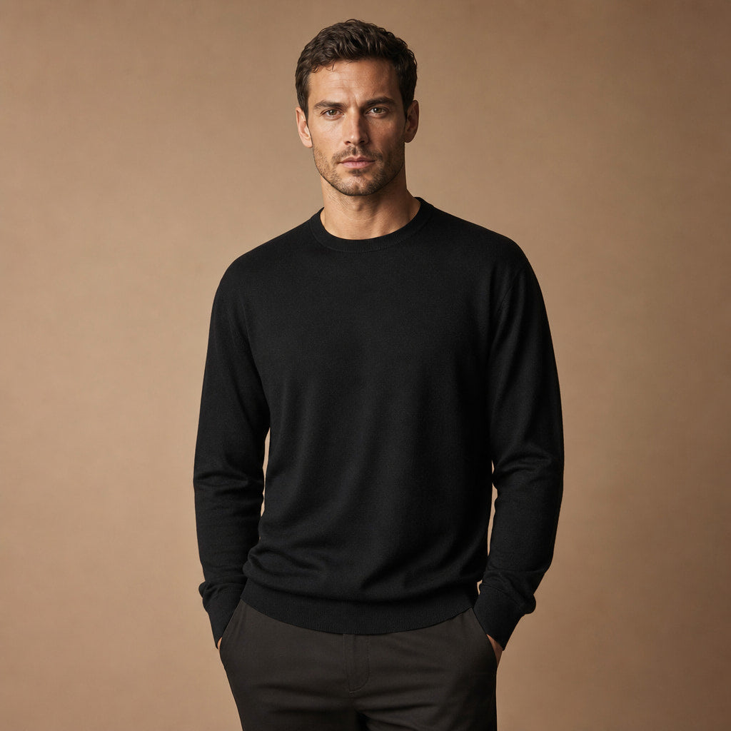 Harlow Wool Crewneck Black – Product Photo