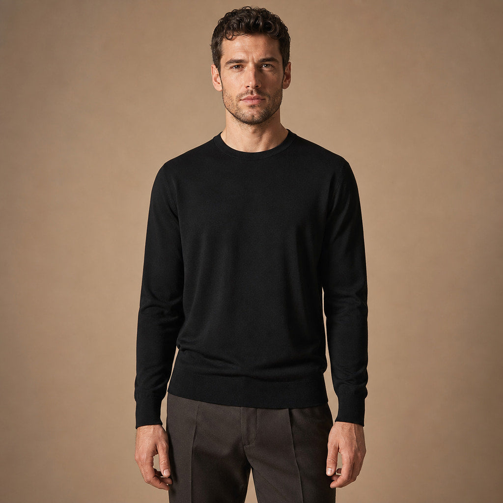 Harlow Wool Crewneck in Black – Tarlano Premium Menswear