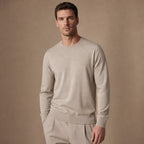Harlow Wool Crewneck Champagne – Side Angle View