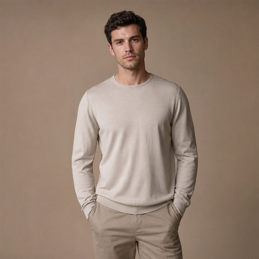 Harlow Wool Crewneck Champagne – Product Photo