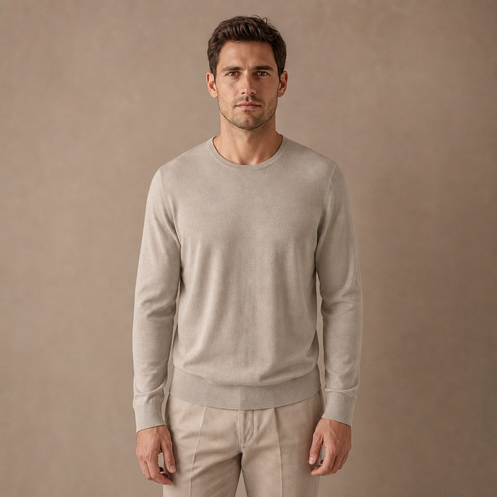 Harlow Wool Crewneck in Champagne – Tarlano Premium Menswear