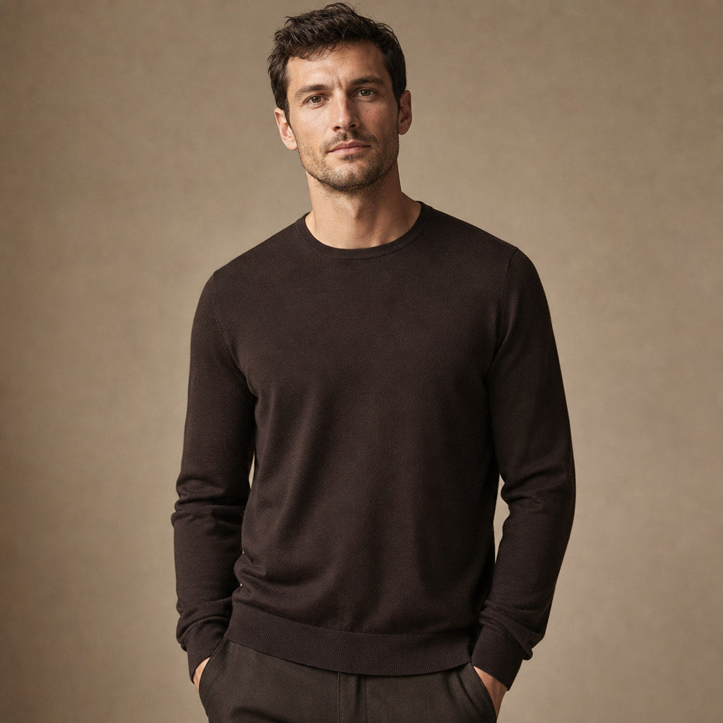 Harlow Wool Crewneck Dark Brown – Product Photo