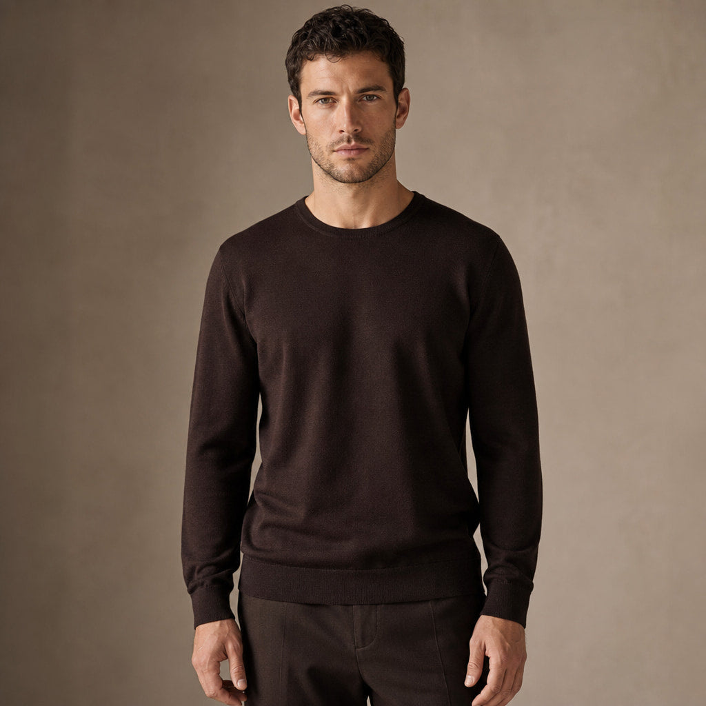 Harlow Wool Crewneck in Dark Brown – Tarlano Premium Menswear