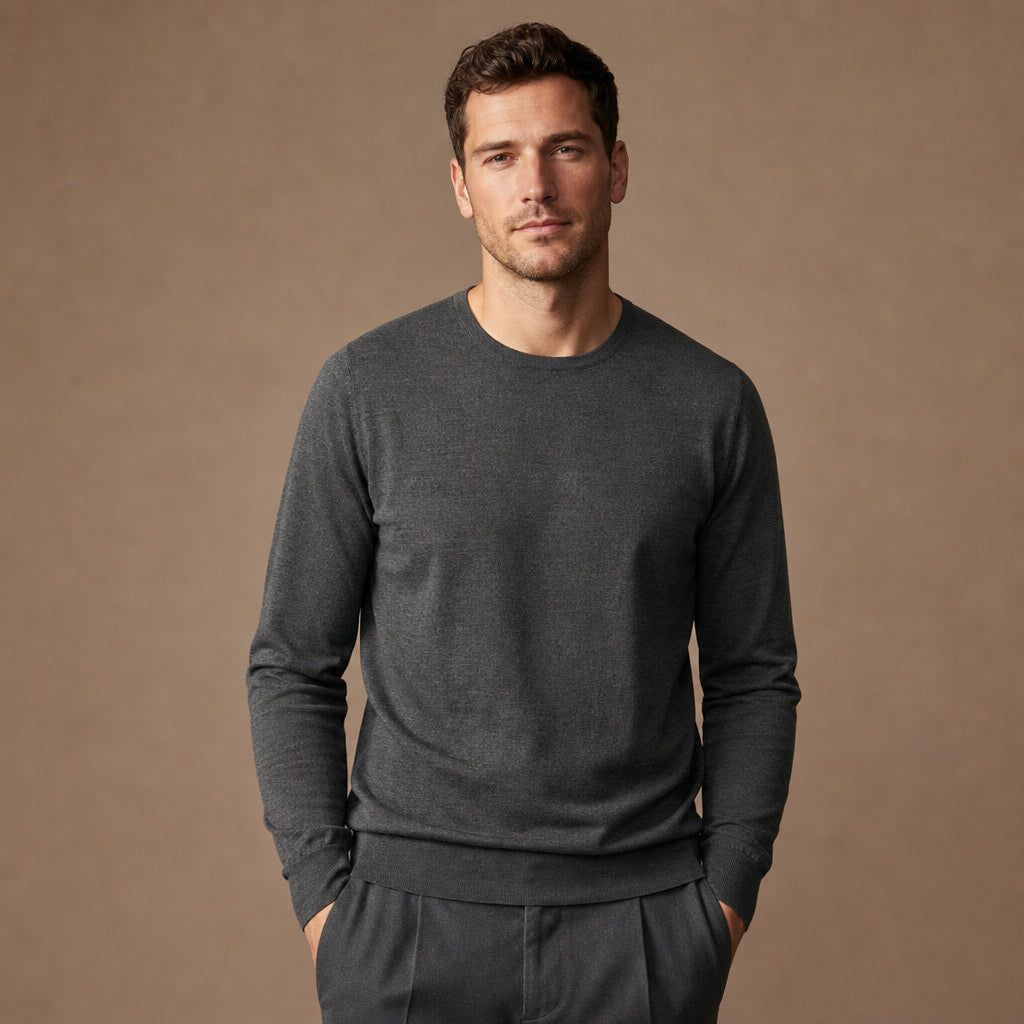 Harlow Wool Crewneck Graphite – Product Photo