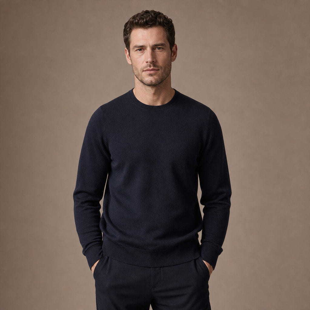 Harlow Wool Crewneck Midnight Navy – Product Photo