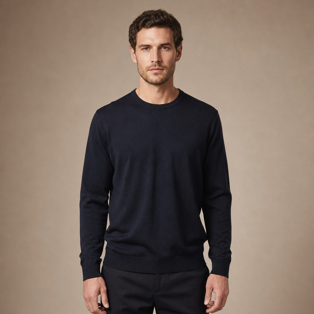 Harlow Wool Crewneck in Midnight Navy – Tarlano Premium Menswear