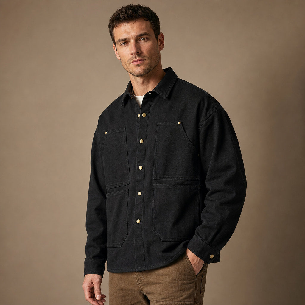 Highland Canvas Utility Longsleeve Black – Side Angle View