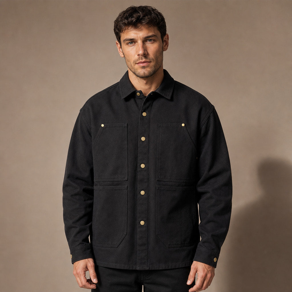 Highland Canvas Utility Longsleeve in Black – Tarlano Premium Menswear