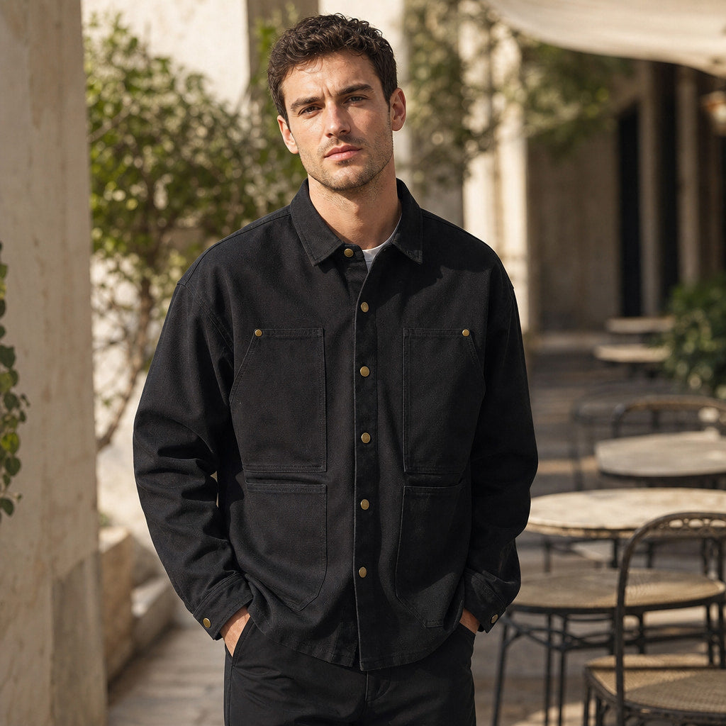 Highland Canvas Utility Longsleeve Black – Styled Editorial Shot