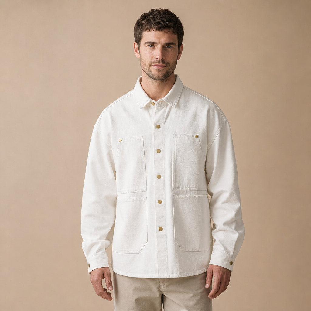 Highland Canvas Utility Longsleeve in White – Tarlano Premium Menswear
