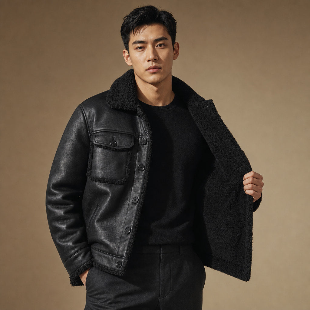 Hudson Fleece-Lined Jacket in Black – Tarlano Premium Menswear