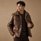Hudson Fleece-Lined Jacket Brown – Side Angle View