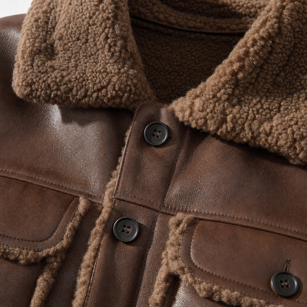 Hudson Fleece-Lined Jacket Brown – Fabric and Detail Close-Up