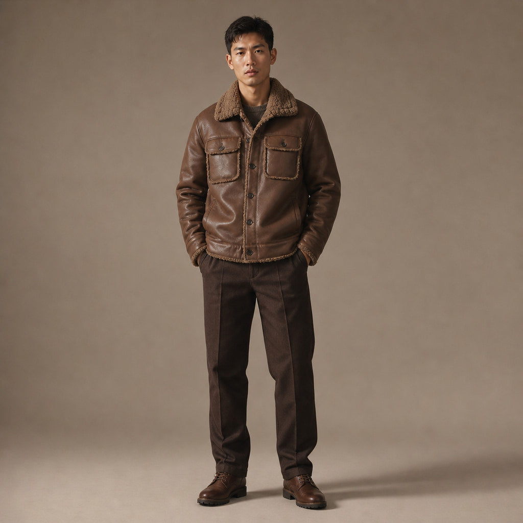 Hudson Fleece-Lined Jacket Brown – Full Look