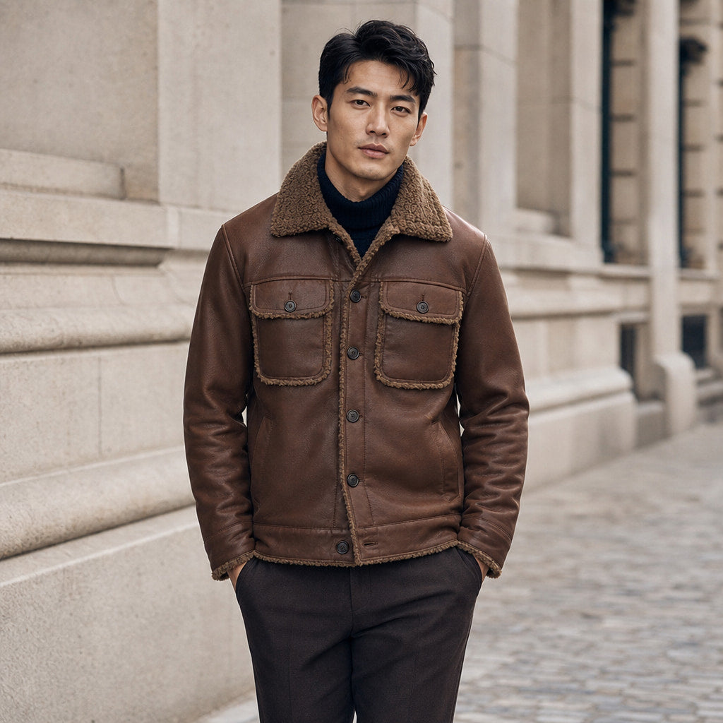 Hudson Fleece-Lined Jacket Brown – Styled Editorial Shot