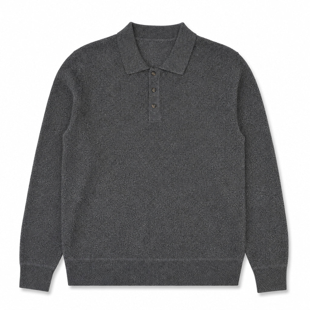Kelby Knit Polo Dark Gray – Product Photo