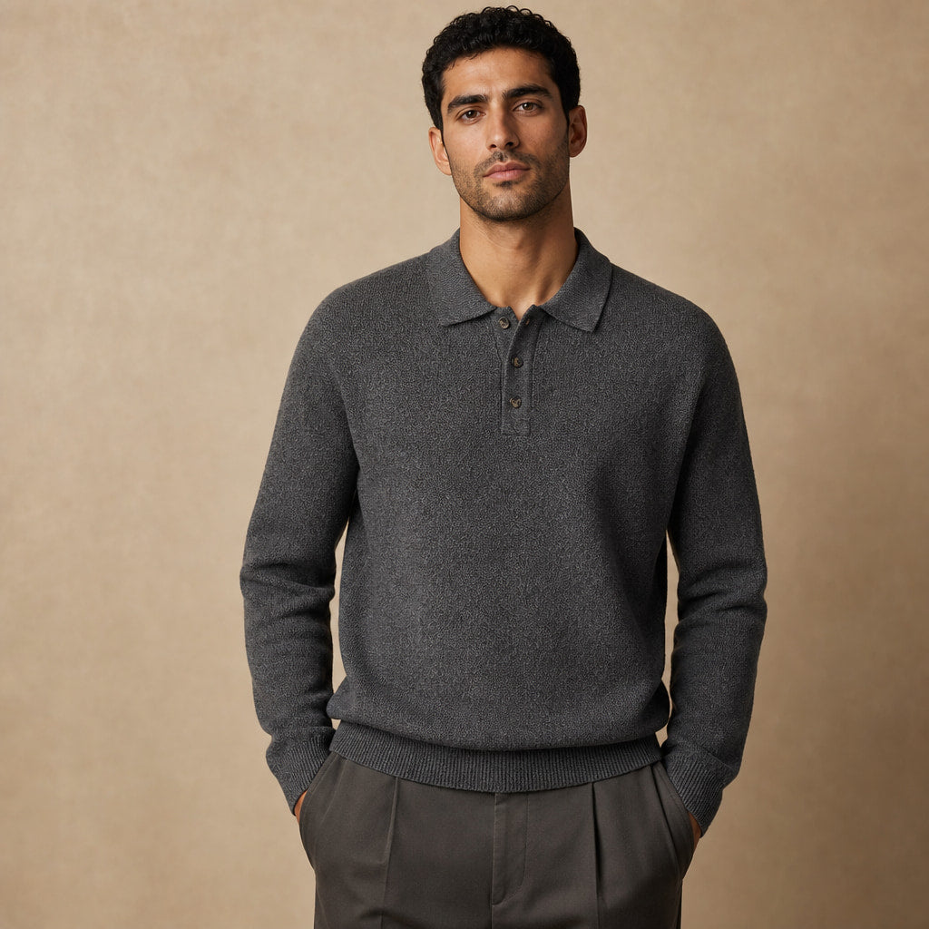 Kelby Knit Polo in Dark Gray – Tarlano Premium Menswear