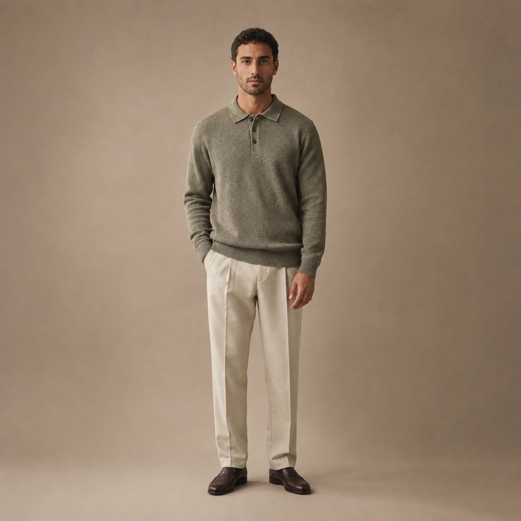 Kelby Knit Polo Olive – Full Look