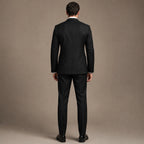 Three Piece Suit Shawl Lapel Slim Fit Black – Side Angle View