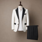 Three Piece Suit Shawl Lapel Slim Fit Black& White – Product Photo