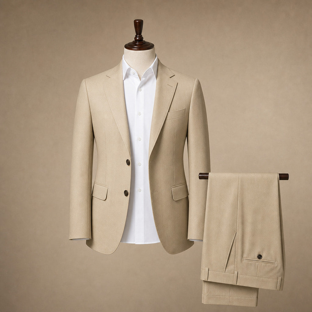 Three Piece Suit Shawl Lapel Slim Fit Khaki – Product Photo