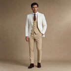 Three Piece Suit Shawl Lapel Slim Fit in Khaki – Tarlano Premium Menswear