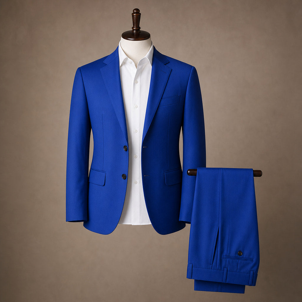 Three Piece Suit Shawl Lapel Slim Fit Royal Blue – Product Photo