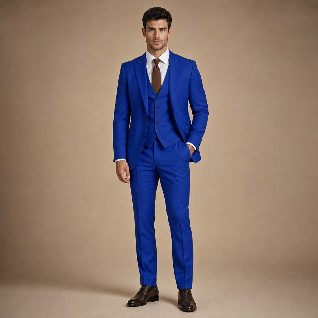 Three Piece Suit Shawl Lapel Slim Fit in Royal Blue – Tarlano Premium Menswear