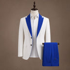 Three Piece Suit Shawl Lapel Slim Fit Royal Blue & White – Product Photo