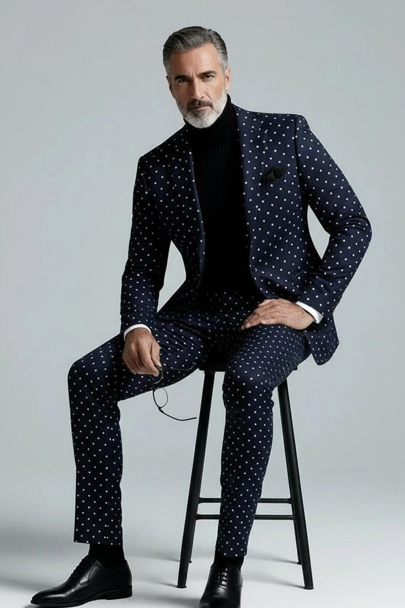 Lancor | Polka Dot Suit Navy – Product Photo