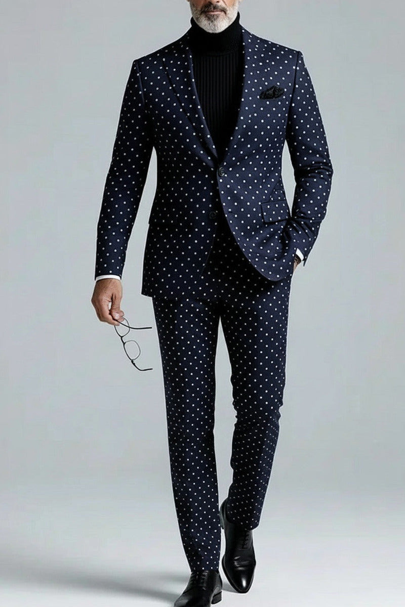 Lancor | Polka Dot Suit Navy – Premium Editorial