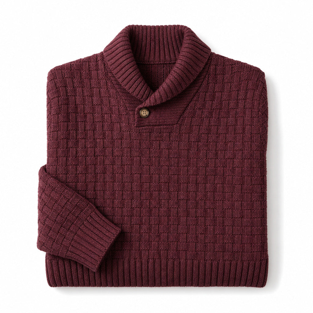Langston Knit Sweater Burgundy – Product Photo