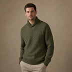 Langston Knit Sweater Military Green – Side Angle View