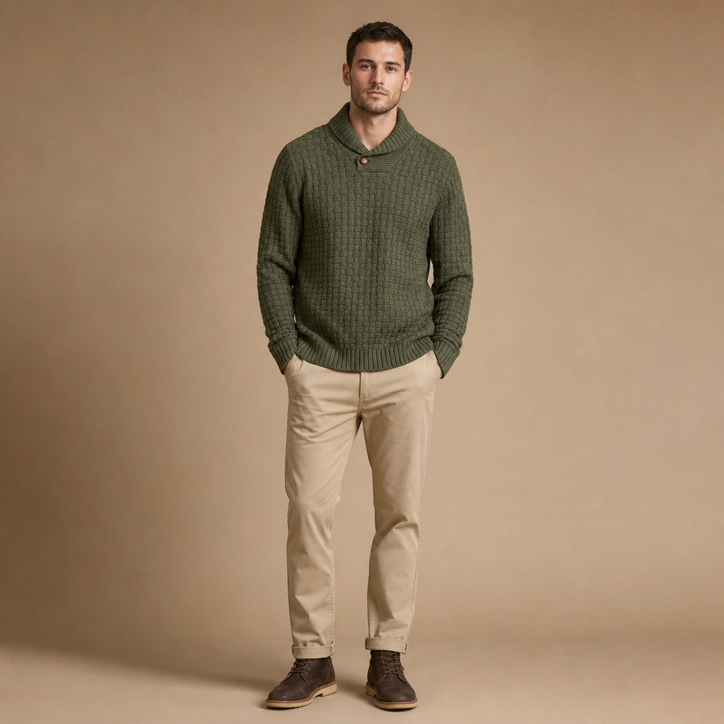 Langston Knit Sweater Military Green – Full Look