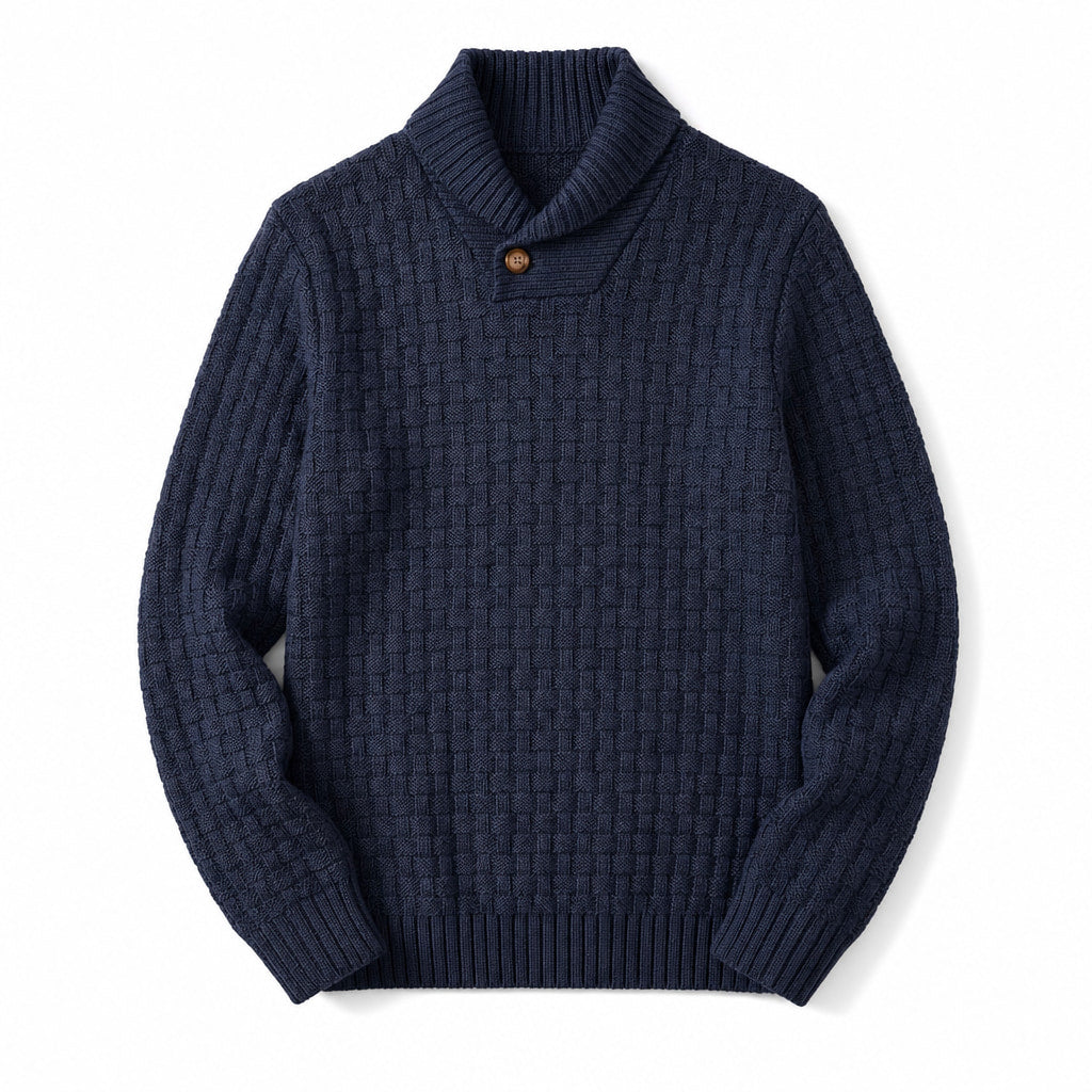 Langston Knit Sweater Navy – Product Photo