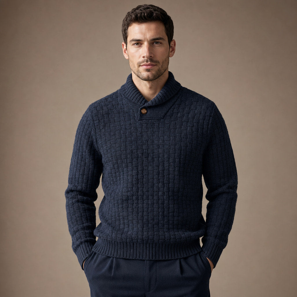 Langston Knit Sweater in Navy – Tarlano Premium Menswear