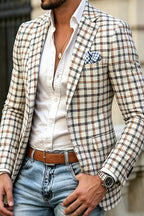 Lanvo | Single Breasted Blazer Check Ivory – Styled Editorial Shot