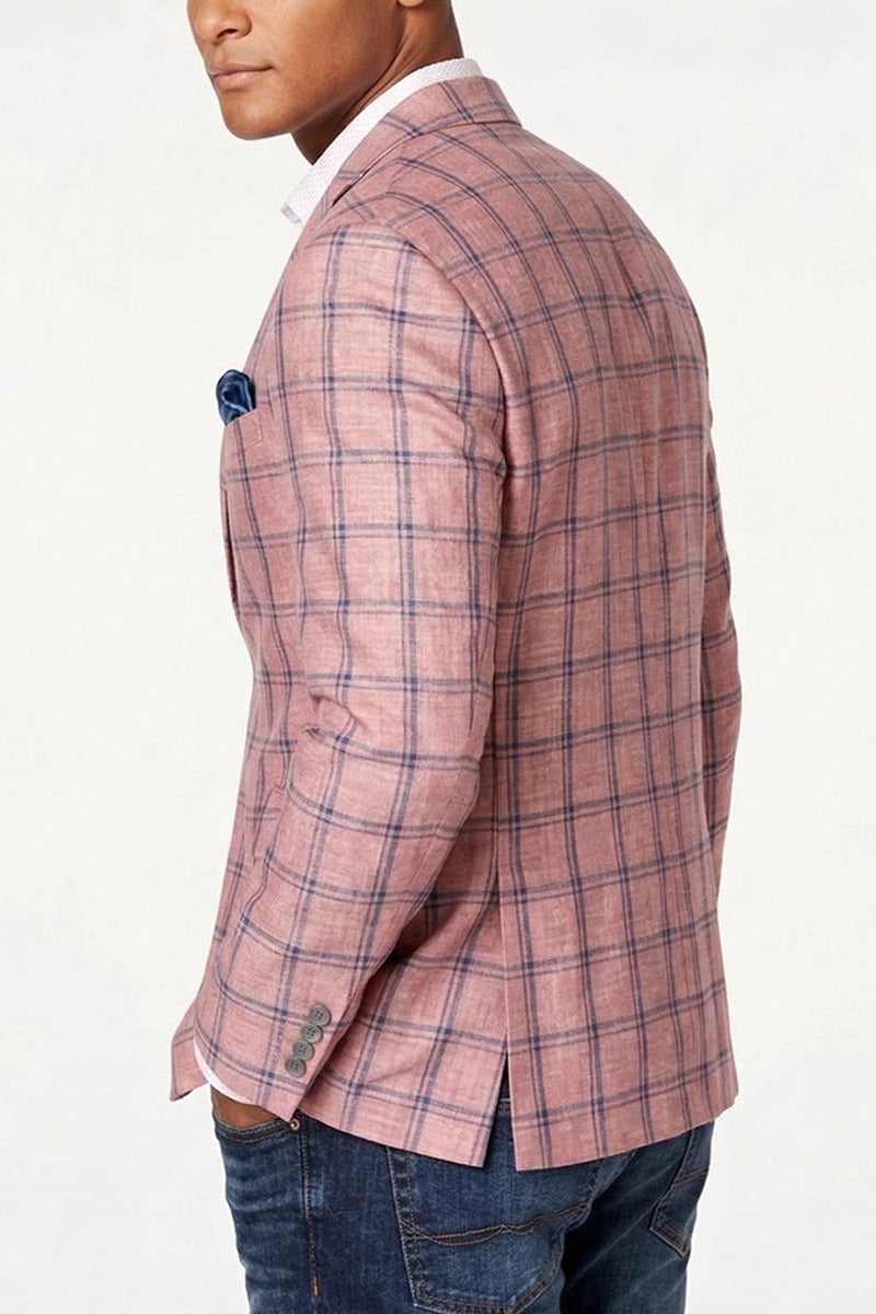 Larsen | Windowpane Plaid Blazer Pink – Product Photo