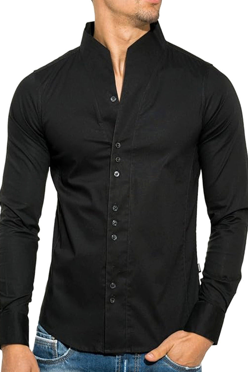 Lenmar | Dress Shirt Band Collar Slim Fit – Premium Editorial