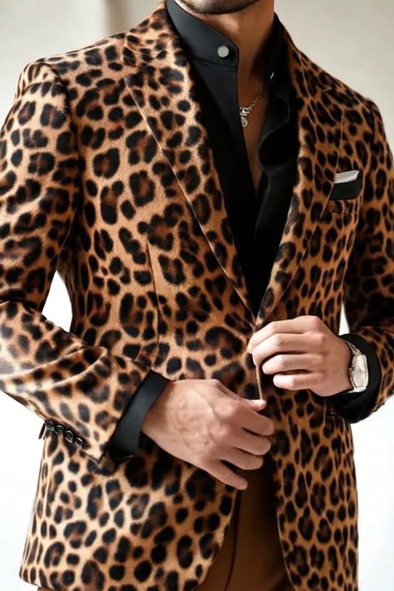 Lenzo | Leopard Print Suit Single Breasted Brown – Styled Editorial Shot