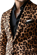Lenzo | Leopard Print Suit Single Breasted Brown – Product Photo