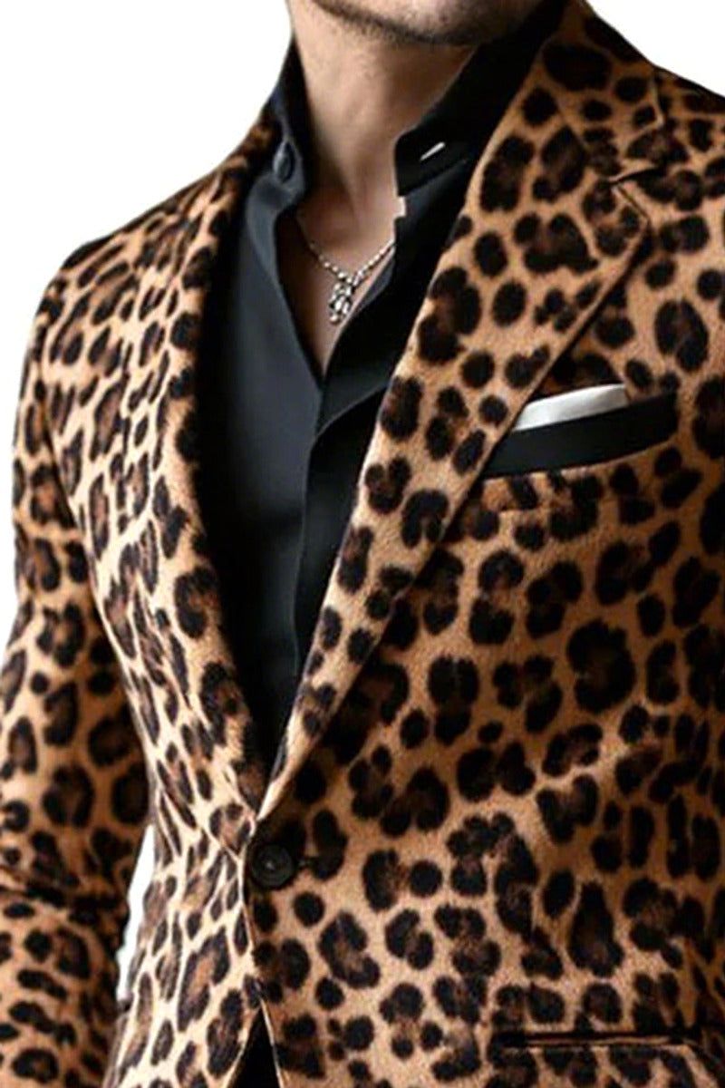 Lenzo | Leopard Print Suit Single Breasted Brown – Product Photo