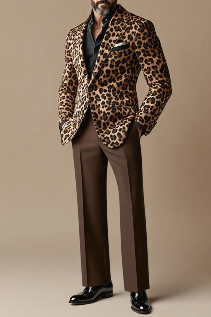 Lenzo | Leopard Print Suit Single Breasted Brown – Premium Editorial