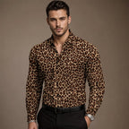 Leopard Print Graphic Shirt Button-Down Camp Collar in Brown – Tarlano Premium Menswear