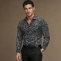 Leopard Print Graphic Shirt Button-Down Camp Collar Gray – Side Angle View