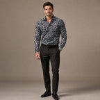 Leopard Print Graphic Shirt Button-Down Camp Collar Gray – Full Look