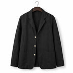 Linen Blazer Lightweight Open-Front Black – Product Photo