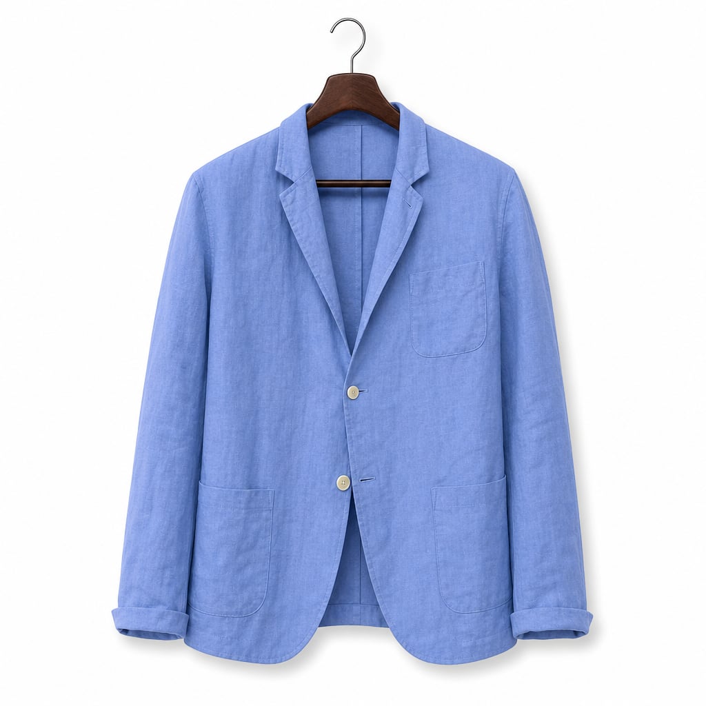 Linen Blazer Lightweight Open-Front Blue – Product Photo