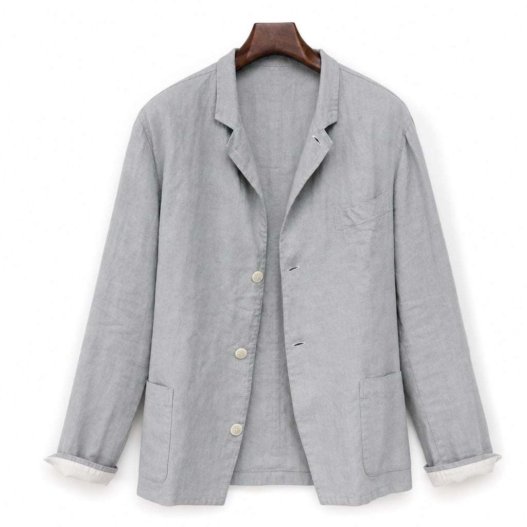 Linen Blazer Lightweight Open-Front Grey – Product Photo