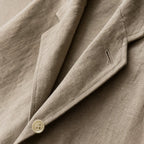 Linen Blazer Lightweight Open-Front Khaki – Fabric and Detail Close-Up